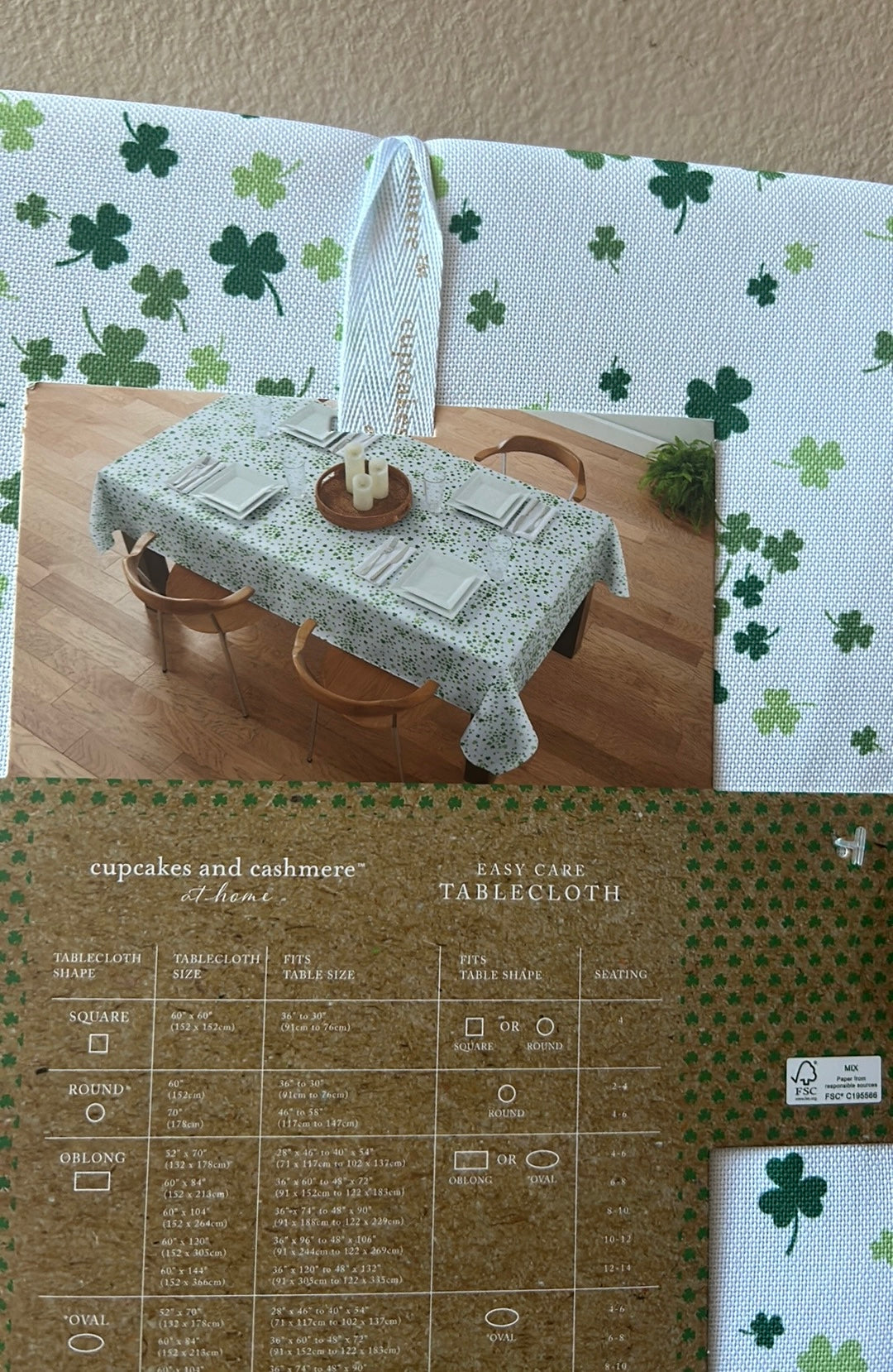 Cupcakes & Cashmere St Patrick’s Day Green White Tablecloth 70” Round Irish