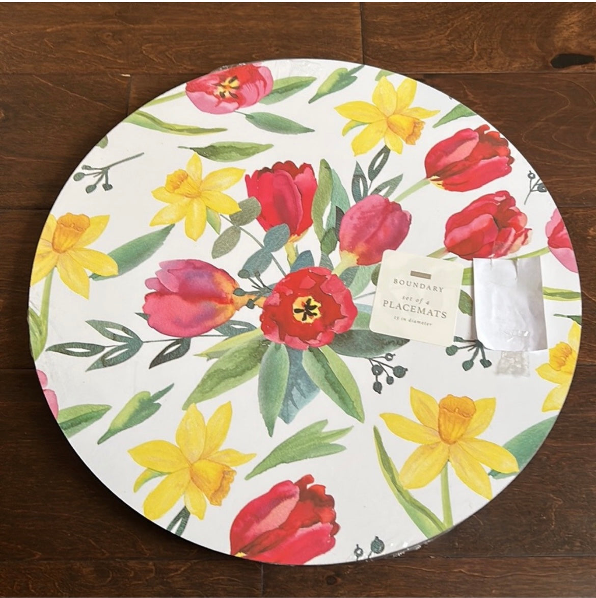 Envogue Cork Placemats set of 4 Tulips Floral Round New Spring Summer