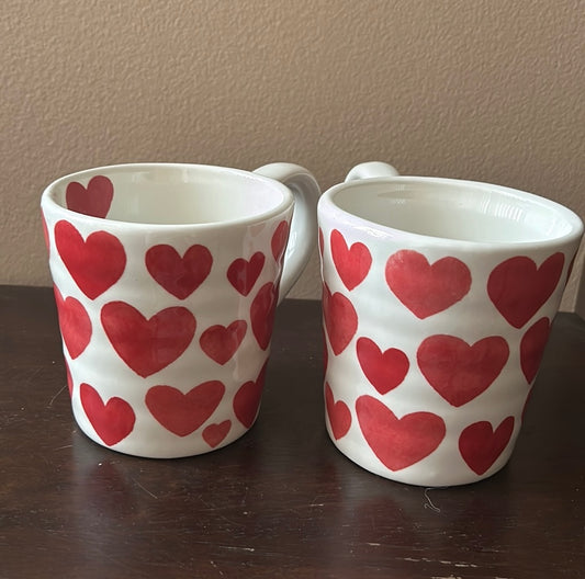 Set Of 2 Coffee Mugs Valentines Day Hearts Love New