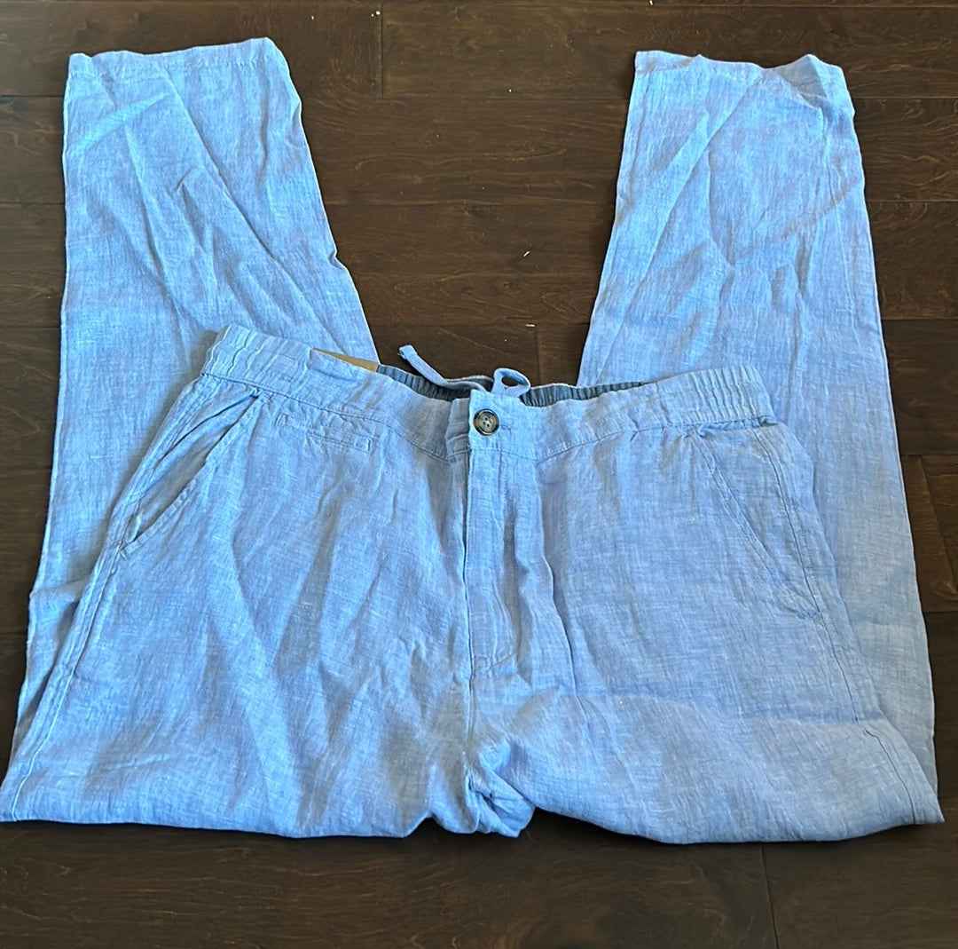 Panama Jack Mens Chino Linen Pants Blue Sz L Lightweight New