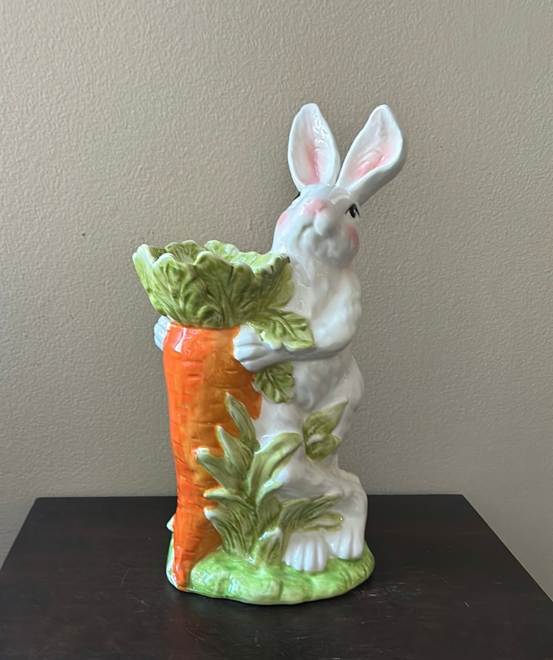 Cute Easter Bunny With Carrot Vase New Spring Decor Ceramic 14”