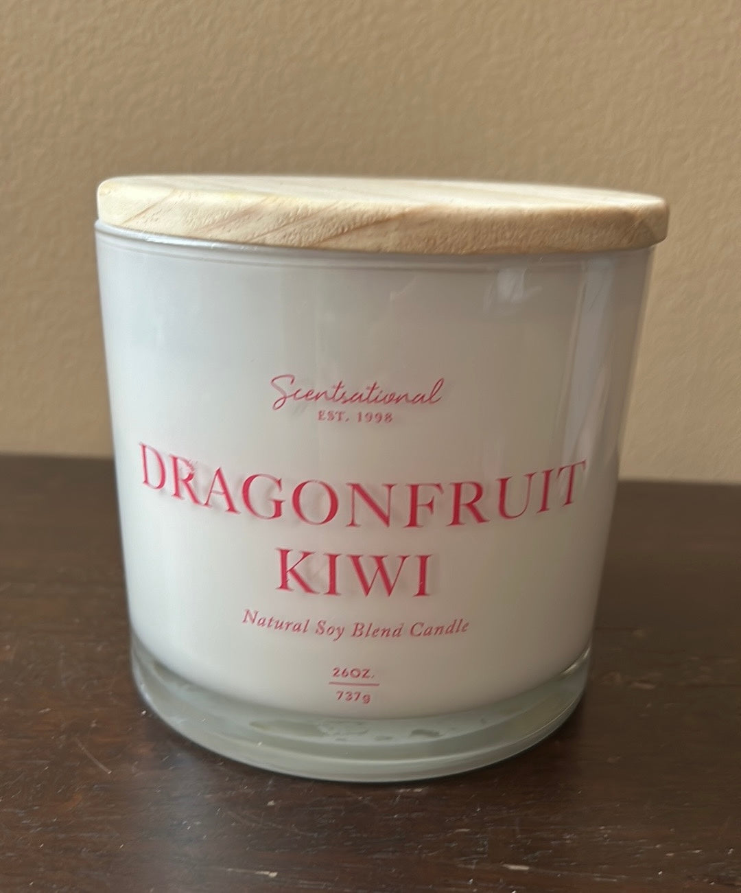Scentsational Dragonfruit Kiwi Candle Glass Jar 26oz Soy Blend