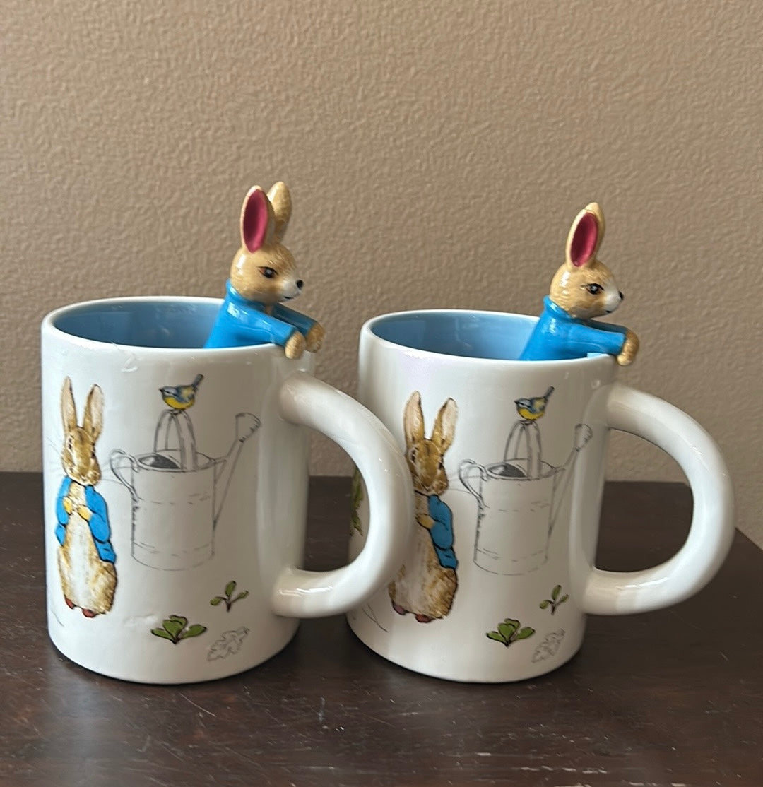 2 Beatrix Potter The World of Peter Rabbit Mug With 3D Figure Easter 2024/NEW