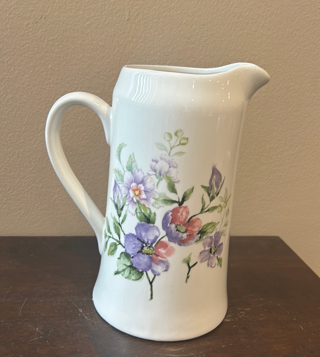 Cute Easter Theme Bunny Pitcher New Floral Lilac Spring Vase 13” Tall