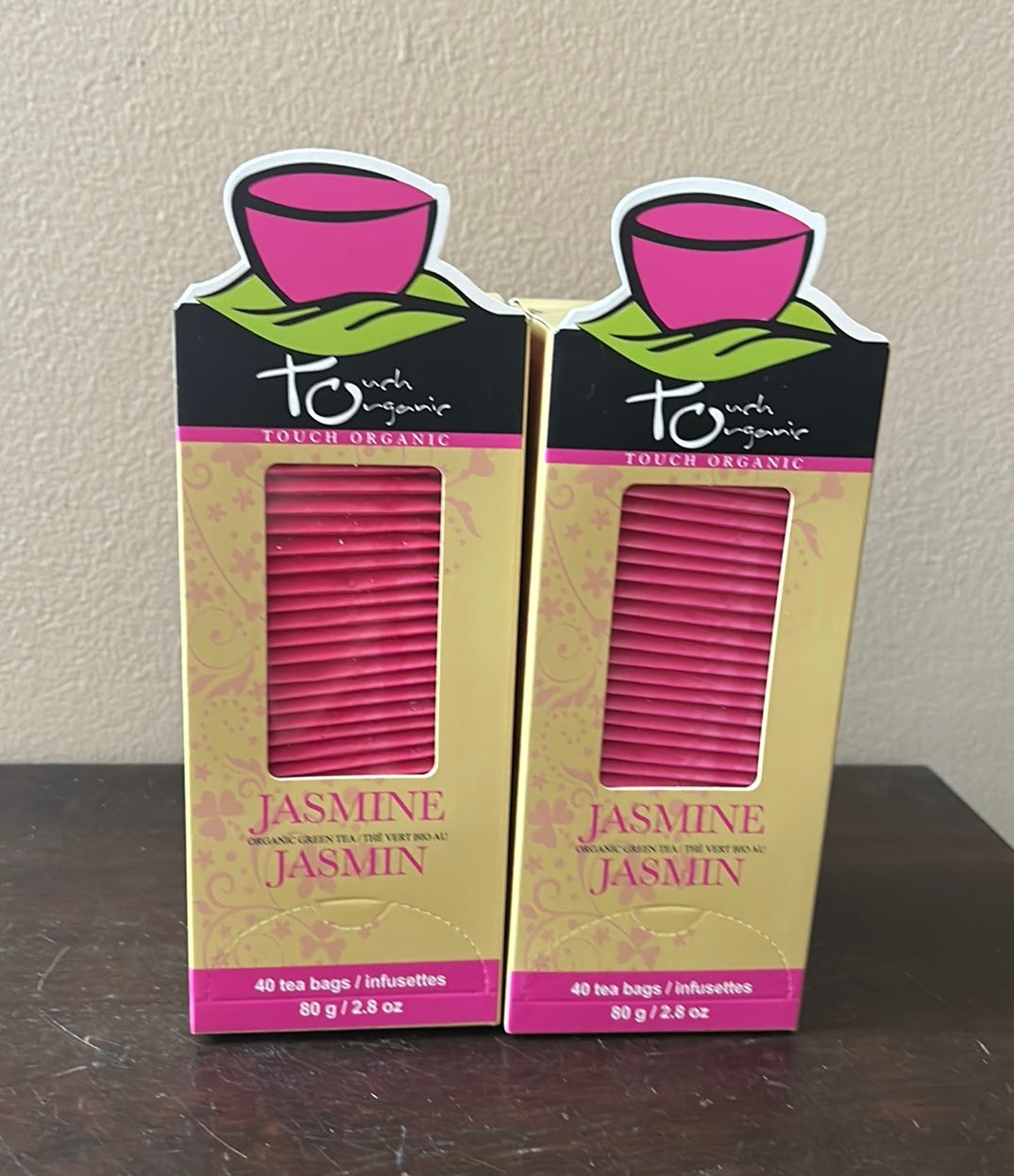 2 Touch Organic Jasmine Green Tea Bags, 40 Bags Each 2.5 oz Exp 12/24