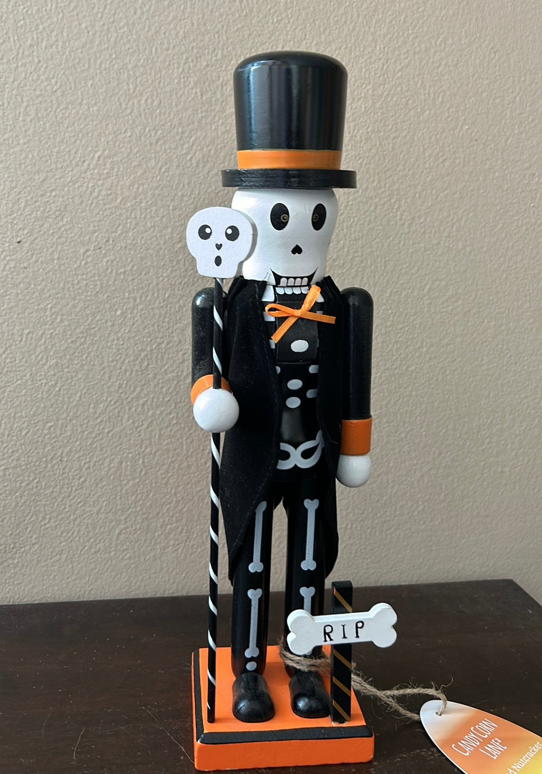 Candy Corn Lane Skeleton Nutcracker Halloween 14” RIP