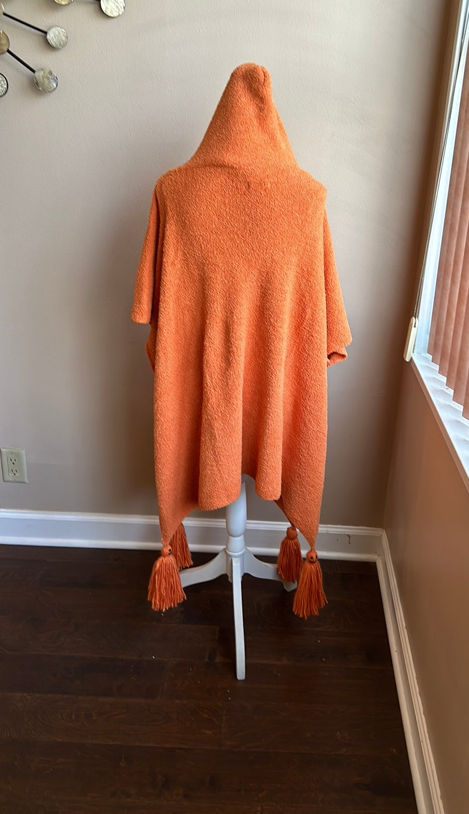 New Adult Pumpkin Jackolantern  Poncho Halloween One Size Unisex Fuzzy