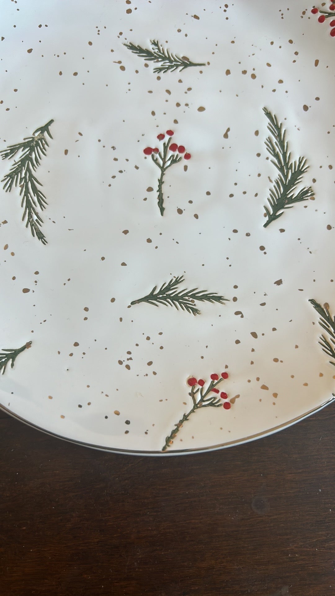 Potter's Studio PINE BOUGH BRANCH AND HOLLY BERRY Ceramic Salad Plate Set Of 6