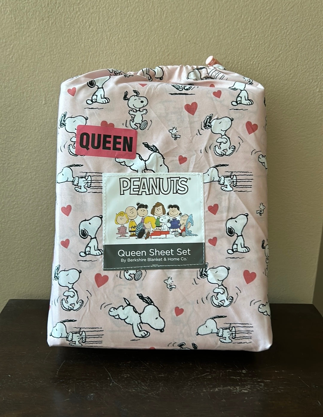 Snoopy Queen Sheet Set Valentines Day Hearts New Pink Love