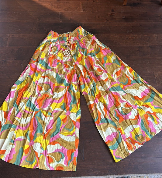 True Destinations Resort Wear Flare Pants Beach Tropical Coverup Colorful