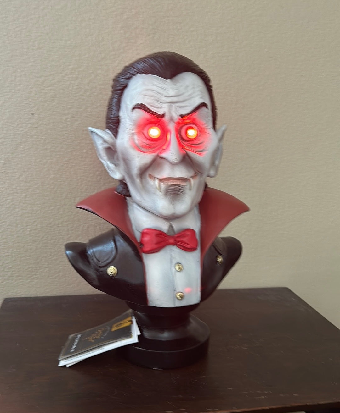 Count Dracula Light Up Halloween Bust Statue Decor 13” New Figurine