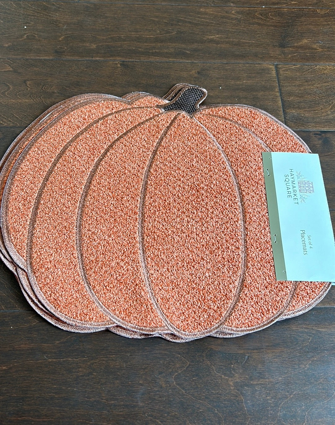 Haymarket Square Set Of 4 Pumpkin Shaped Reversible Orange New Fall Thanksgiving