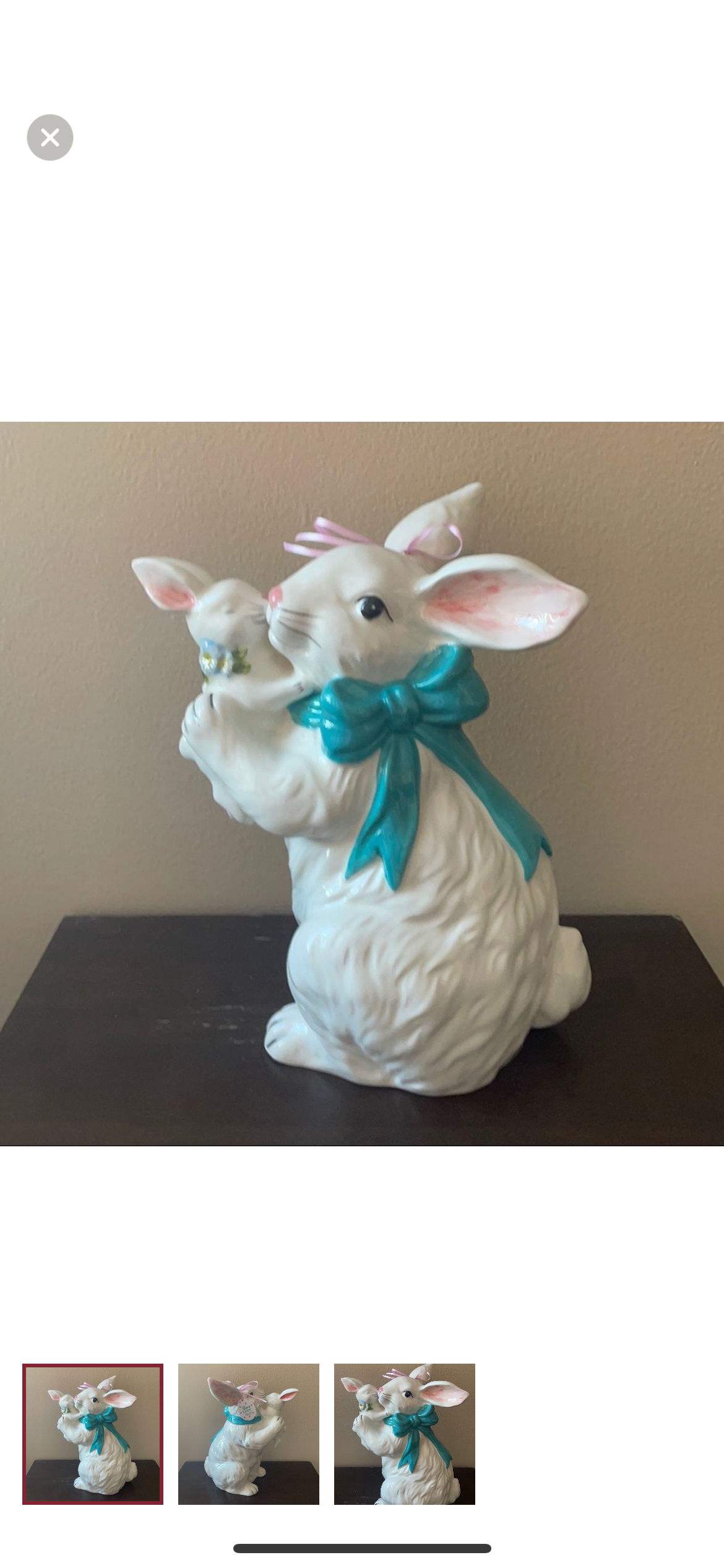 Blue Sky Clayworks Easter Bunny Mom & Baby Figurine New Ceramic White Blue 11”