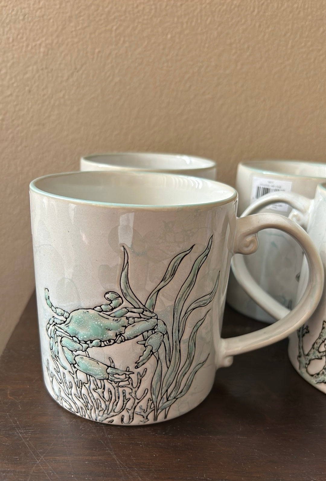 Spectrum Set Of 6 Mugs New Crab Seahorse Marine Life Sea Cove Island