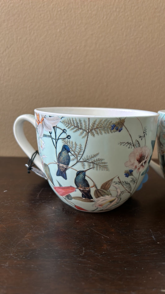 Bluebird & Willow Set Of 4 Mugs New Floral Birds Designed In England