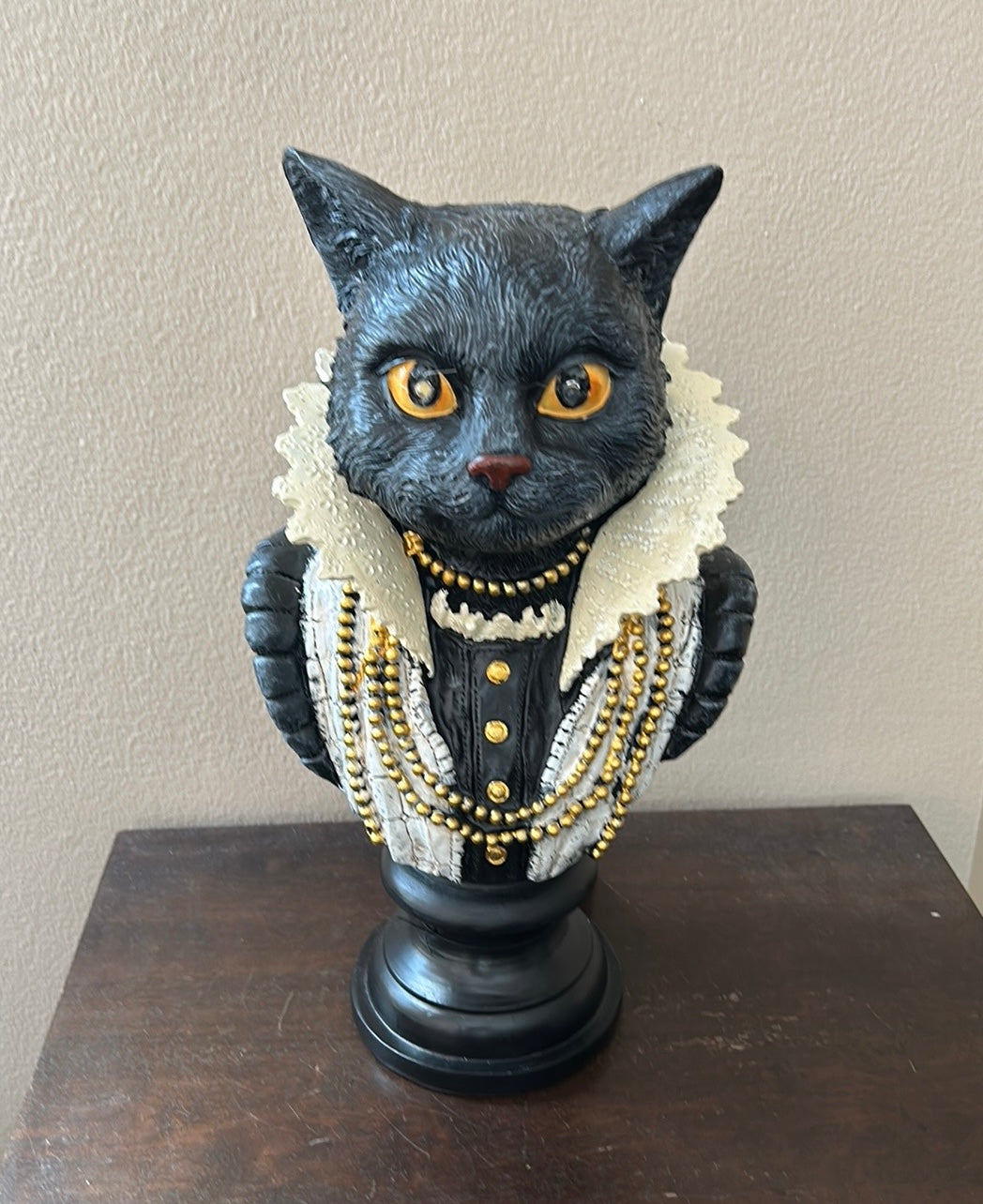 Moonlight Manor Victorian Halloween Cat Light Up New 13.5” Tall