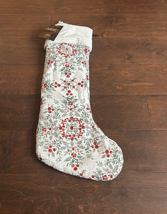 Ralph Lauren Christmas Stocking Red Berries New Metallic 22”