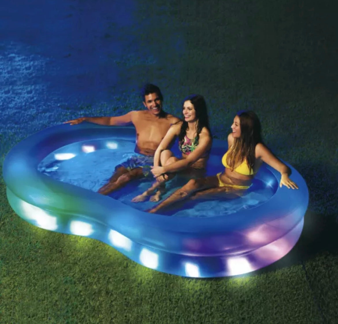 Summer Waves Inflatable Family Pool Aqua Glow LED New