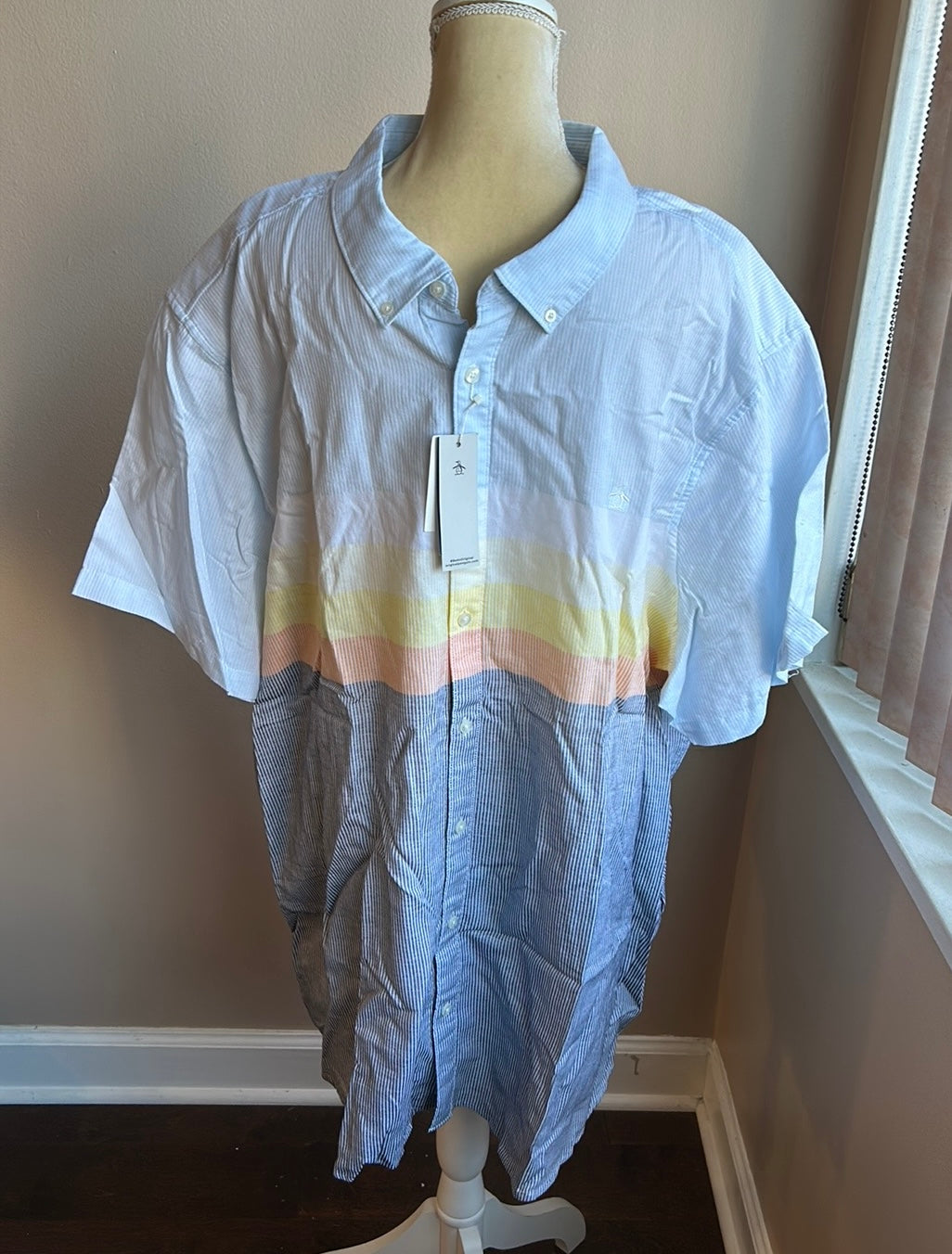 Original Penguin Men’s Multicolor Striped Shirt New Sz 4XL Cotton $95