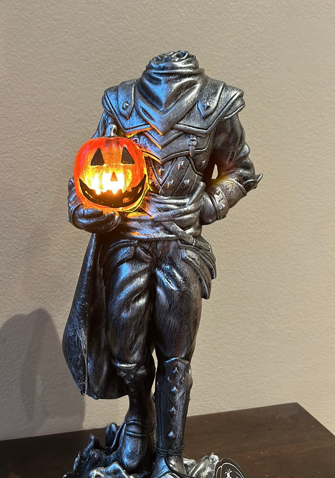 Halloween 14.5” Martha Stewart Headless Horseman Knight LED Light Up Silver New