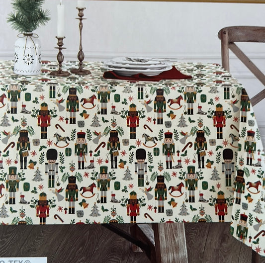 Envogue Christmas Tablecloth Santa Nutcracker African American Cotton