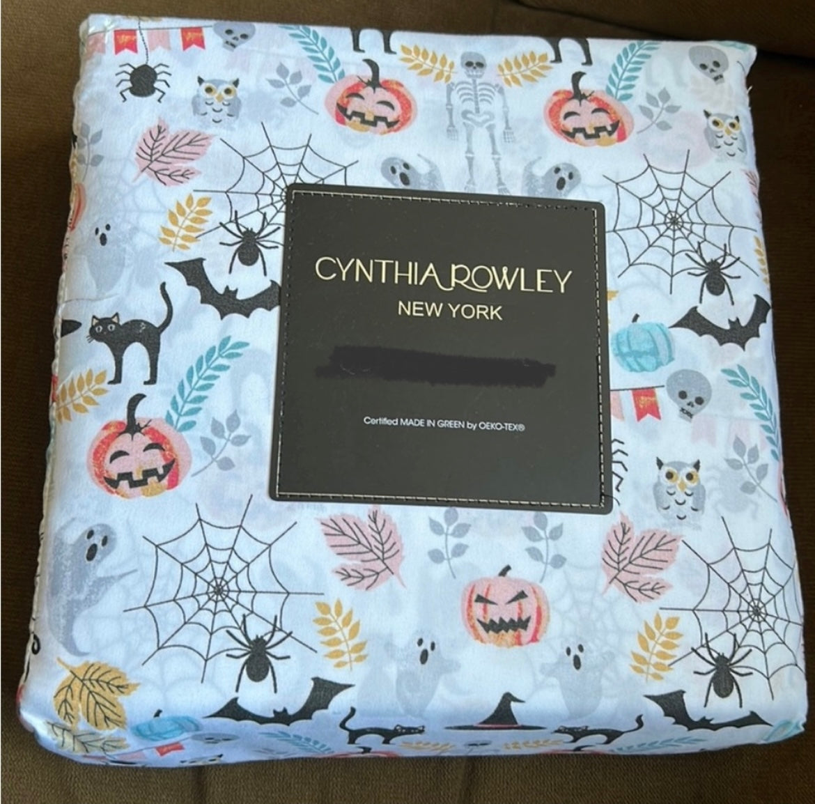 Cynthia Rowley King Sheet Set 4pc Ghost Pumpkin Spider Halloween Web