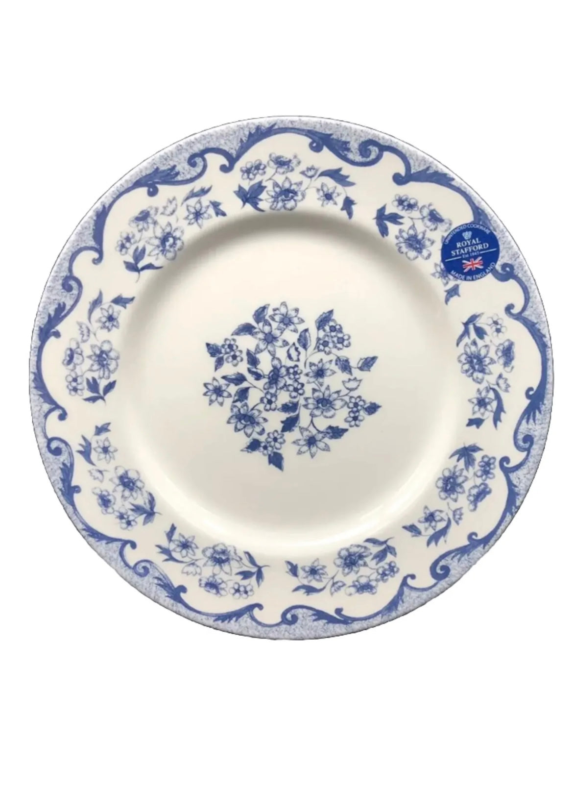 ROYAL STAFFORD FRENCH TOILE BLUE & WHiTE FLORAL Dinner Plates Set Of 4 NWT