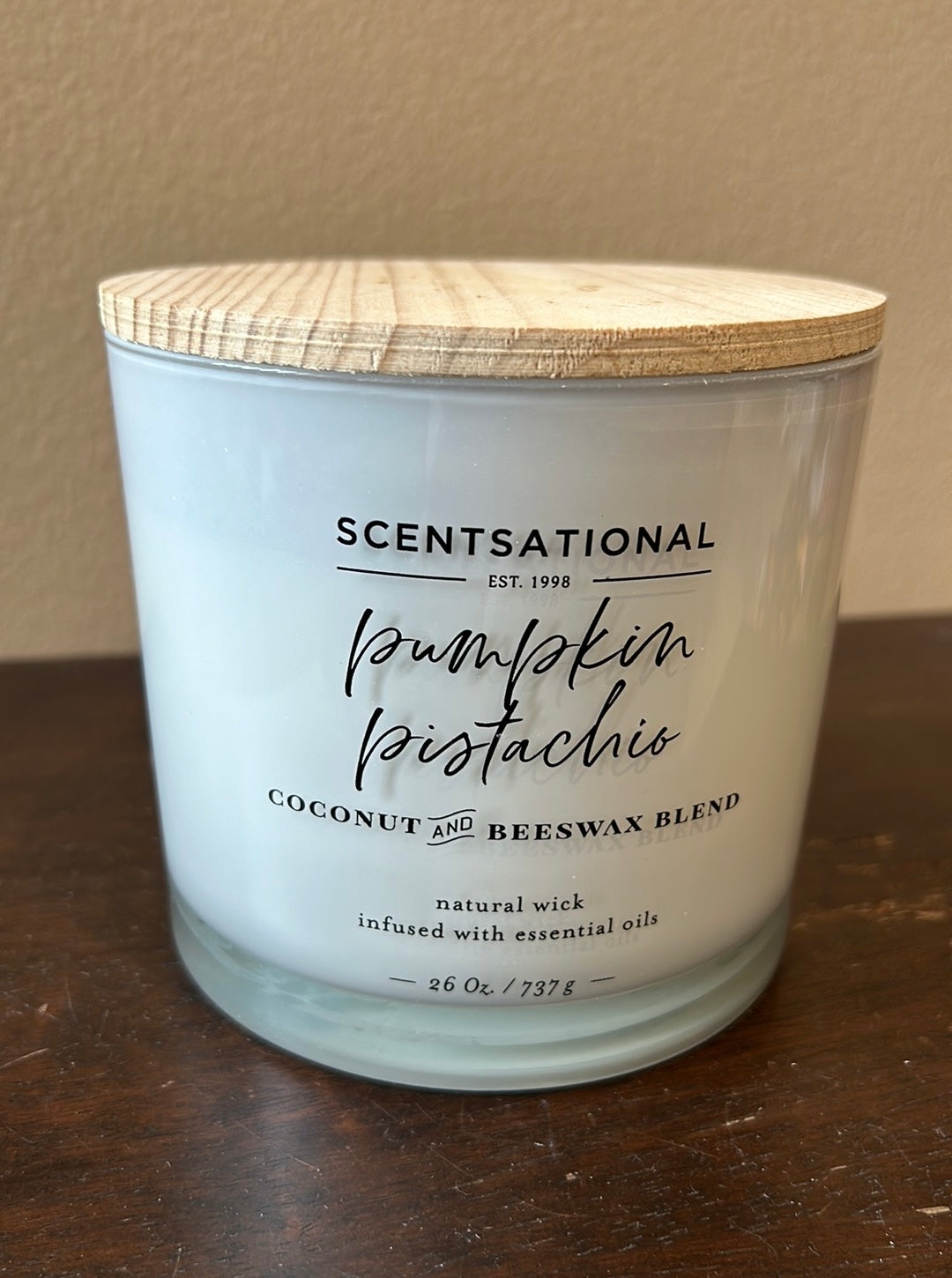 Scentsational Pumpkin Pistachio Candle Large 26 Oz Fall Fragrance Coconut Wax