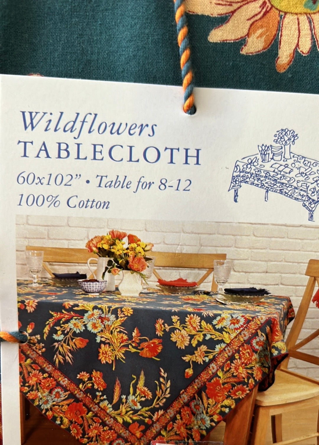 NEW April Cornell Linen Tablecloth Wildflowers Size 60"x102” New Floral Fall