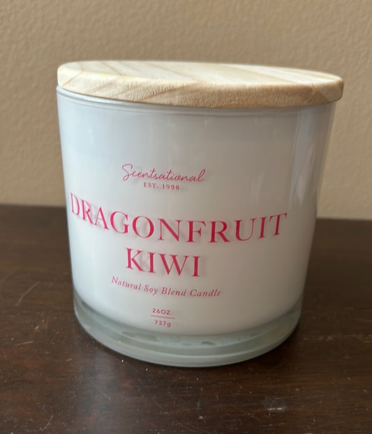 Scentsational Dragonfruit Kiwi Candle Glass Jar 26oz Soy Blend
