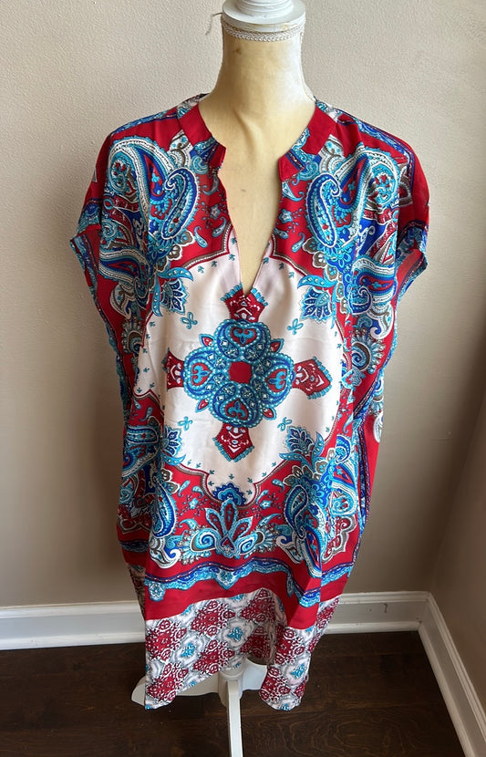 New Womens Plus Sz 1X  Swim Coverup Top Style Sheer Printed Floral