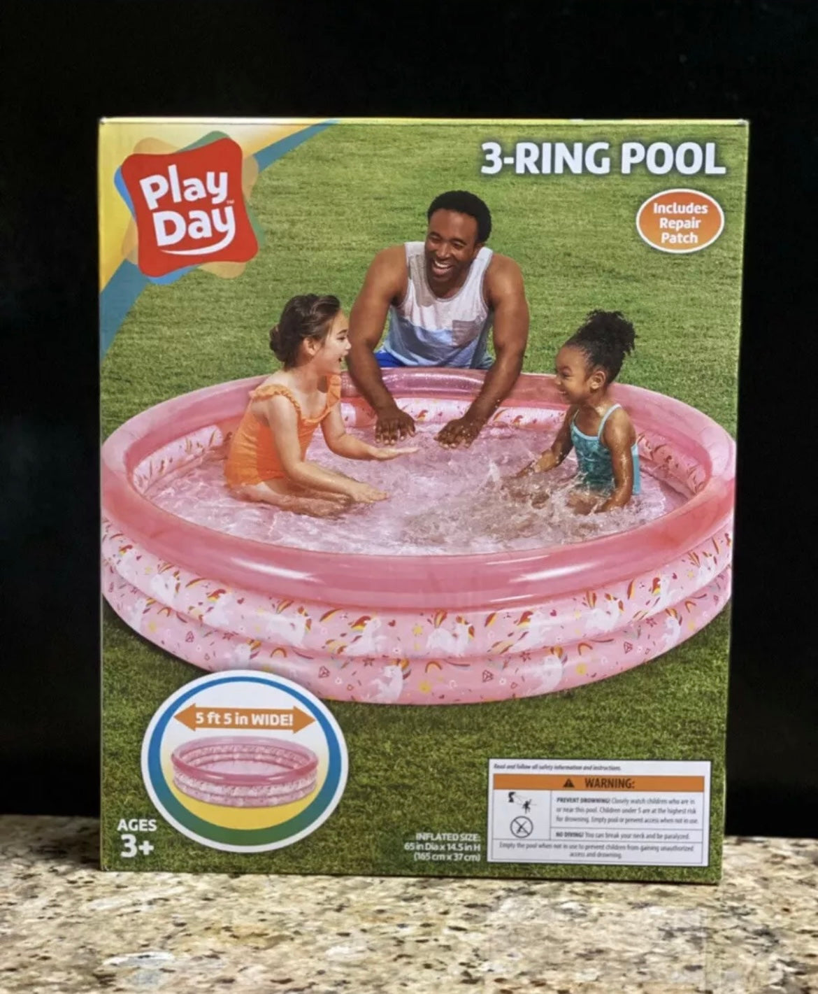 **NEW**PLAY DAY 3-RING PINK UNICORNS KIDS OUTDOOR SWIMMING POOL