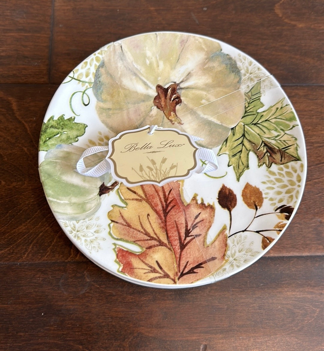 Potter’s Studio CERAMICS BOTANICAL PUMPKIN Appetizer Dessert Plates Set of 4 New