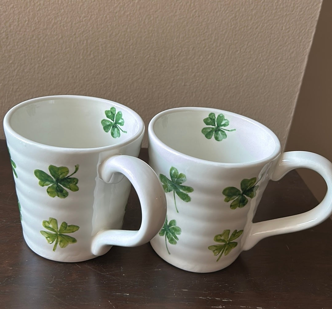Set Of 4 St Patrick’s Day Mugs Green Clover New