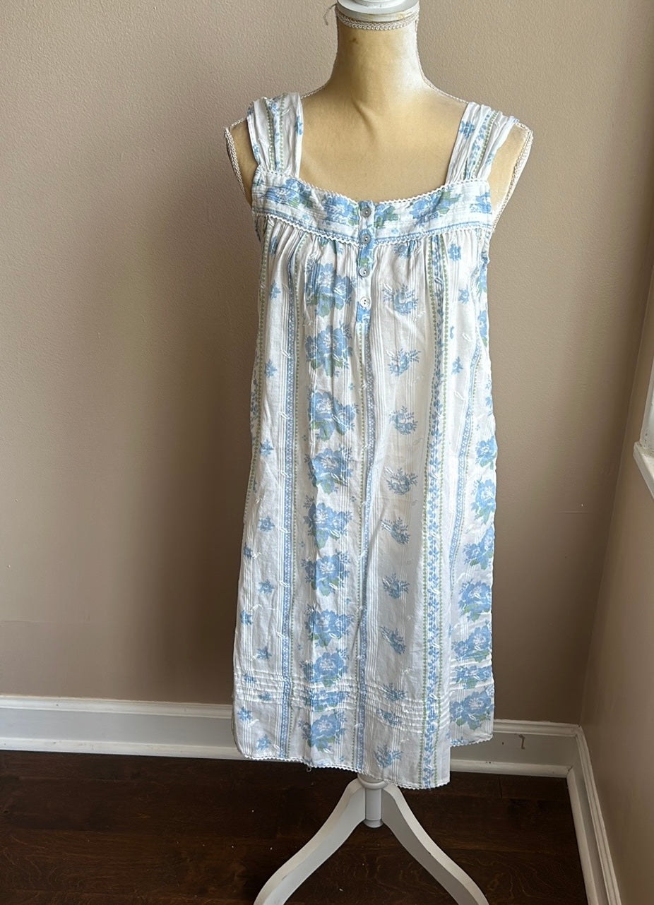 Rachel Ashwell Nightgown Cotton Blue White New Lace Floral