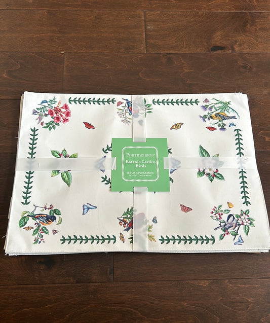Portmeirion Set Of 4 Botanic Garden Floral Placemats New Birds Butterflies