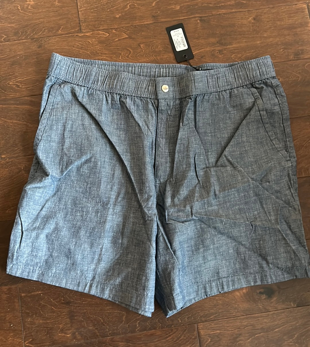 rag & bone Eaton Pull On Casual Shorts Chambray Blue Cotton Sz XL $225 New