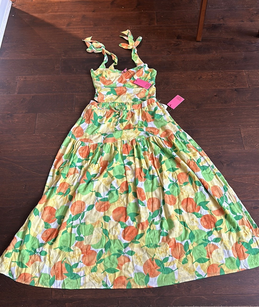 Rose & Ive 2 Pc Skirt & Crop Top Set Lemons Oranges New