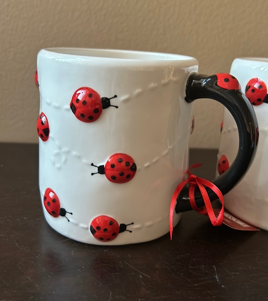 Lang Set Of 2 Coffee Tea Mugs New Hand Painted Ladybug