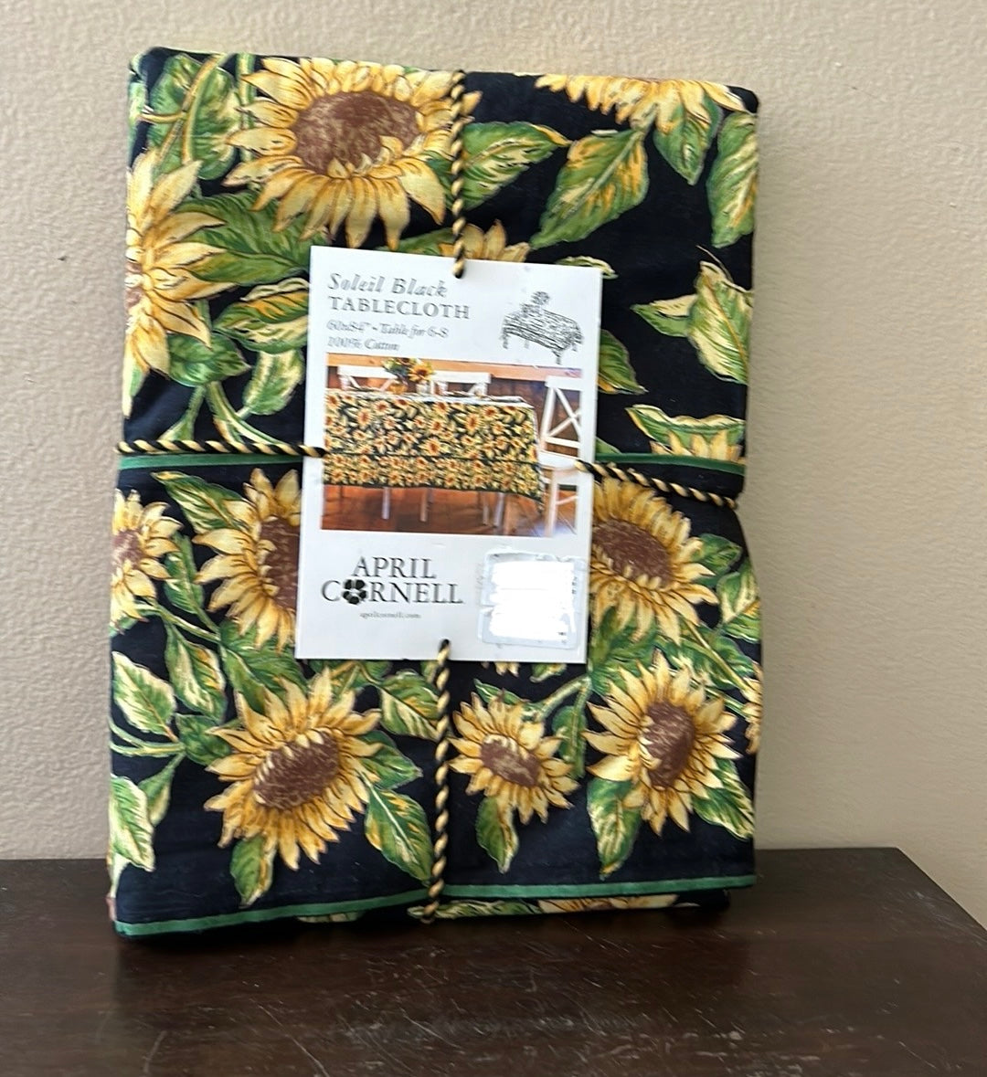 NEW April Cornell Linen Tablecloth Sunflowers Size 60"x84” New Floral Fall