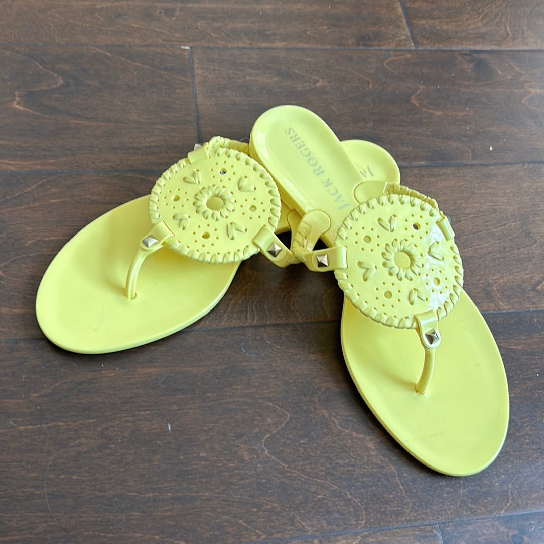 Jack Rogers Georgica  Yellow Jelly Thong Sandal Flip Flops Women Sz 9