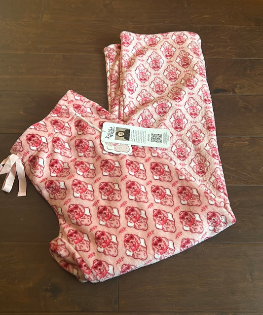 Krissy Mast Womens Pajama Pants Plush DogsHearts Valentines Love