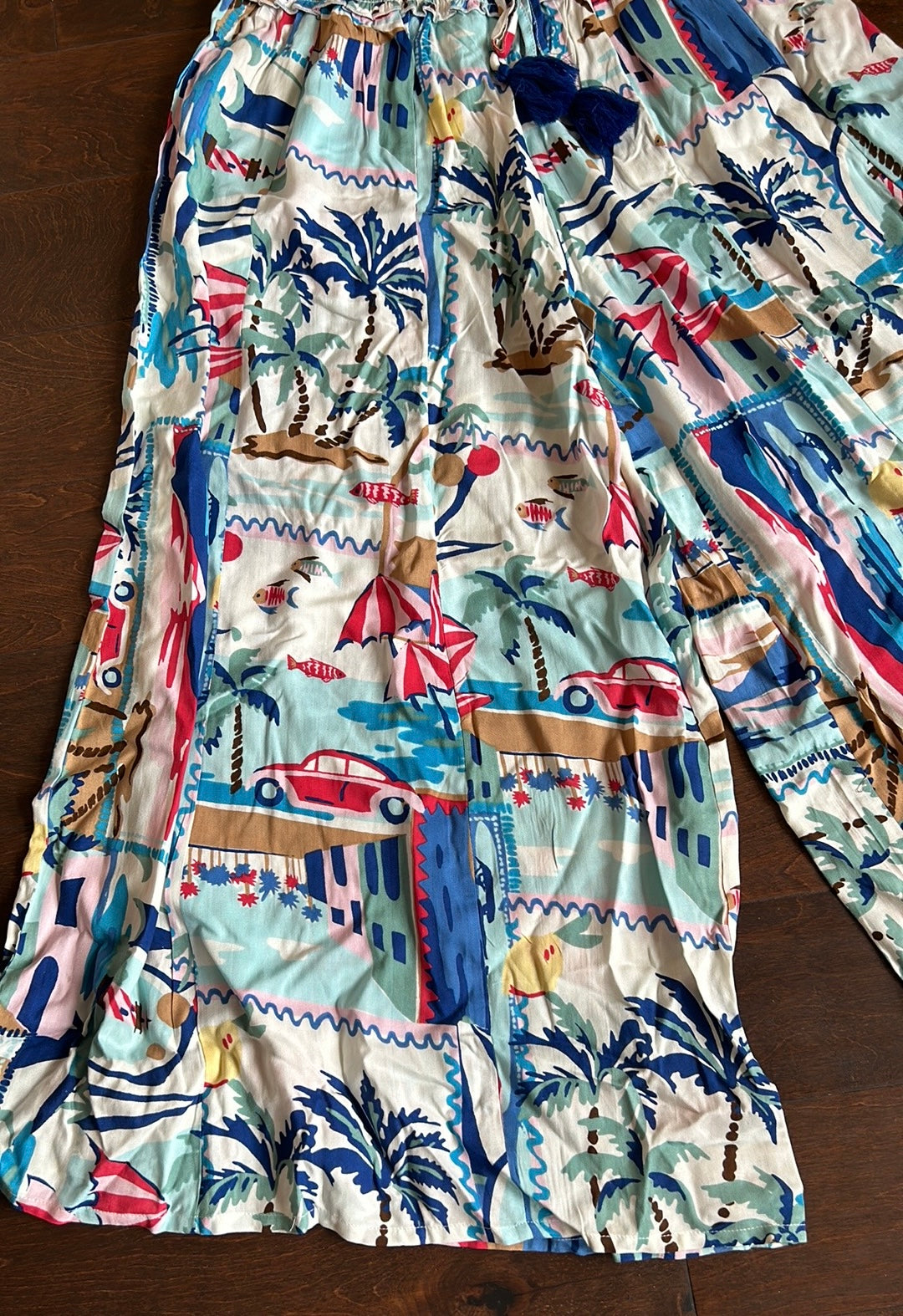 True Destinations Resort Wear Flare Pants Beach Coverup XL New Tropical