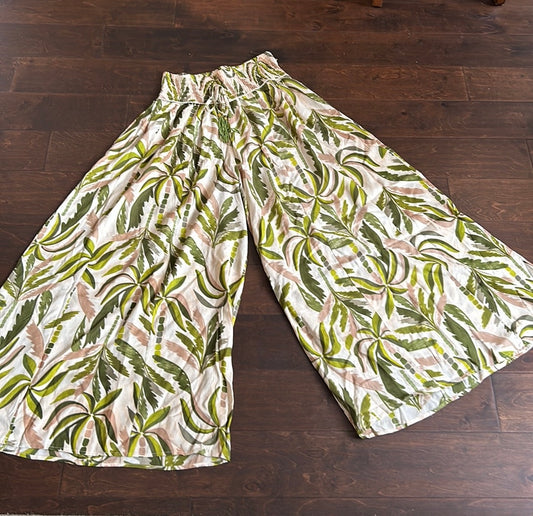 True Destinations Flare Pants Beach Coverup sz L New Tropical Palm Trees New