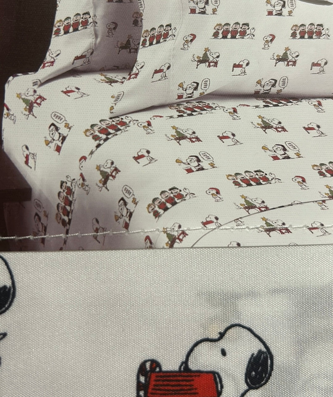 Peanuts Snoopy and the Gang Caroling Queen 4 piece Sheet Set Christmas NEW