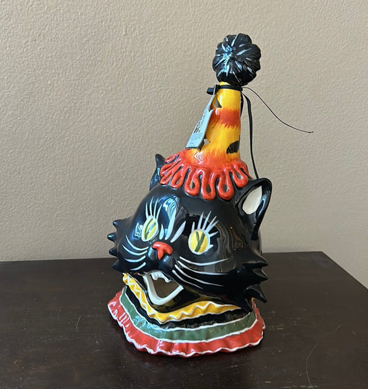 Blue Sky clayworks Black Cat Tealight holder Halloween New 10.5”