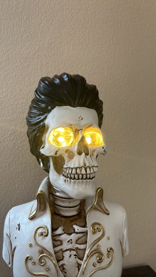 ELVIS On Pedestal  LED SKELETON STATUE MIDNIGHT FRIGHT LIGHT-UP HALLOWEEN  NEW