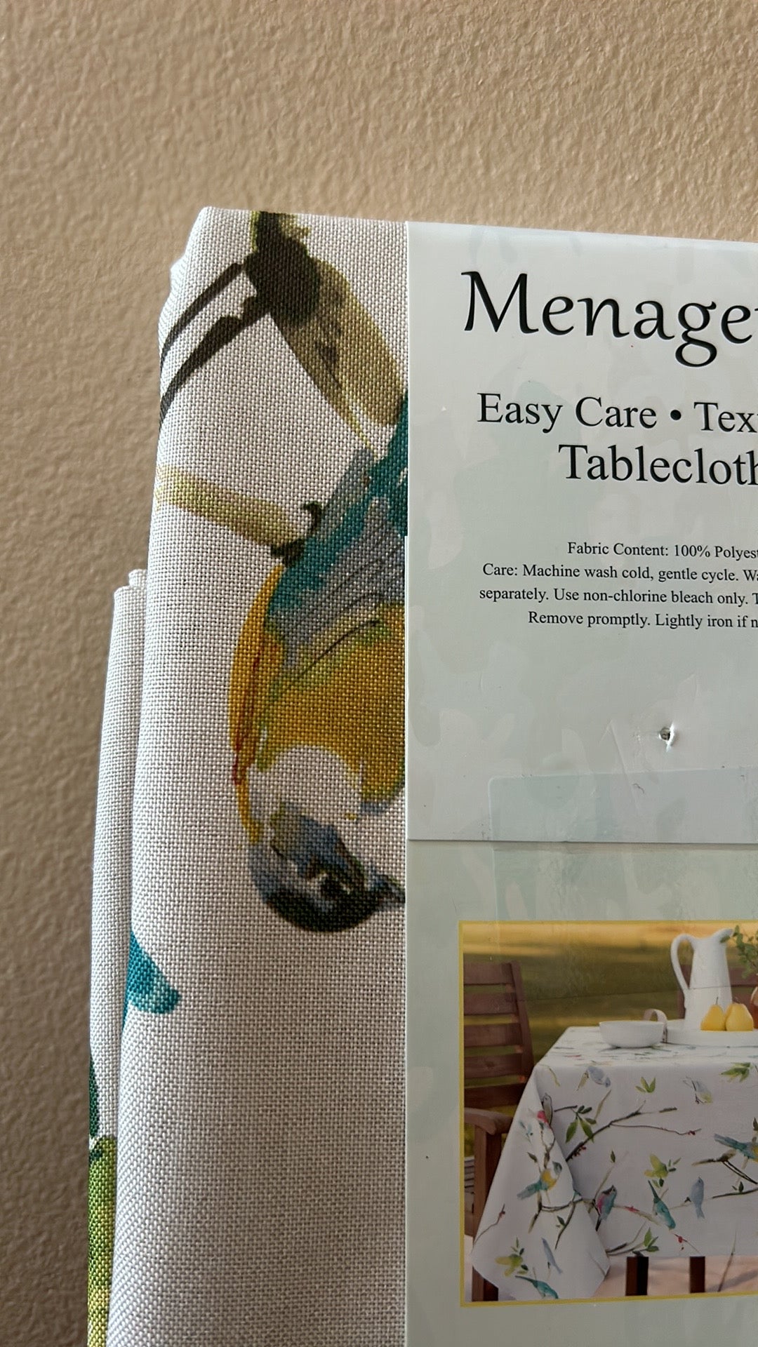 Benson Mills Chic Blooms Tablecloth New Floral Birds Spring Summer 60”x 104”