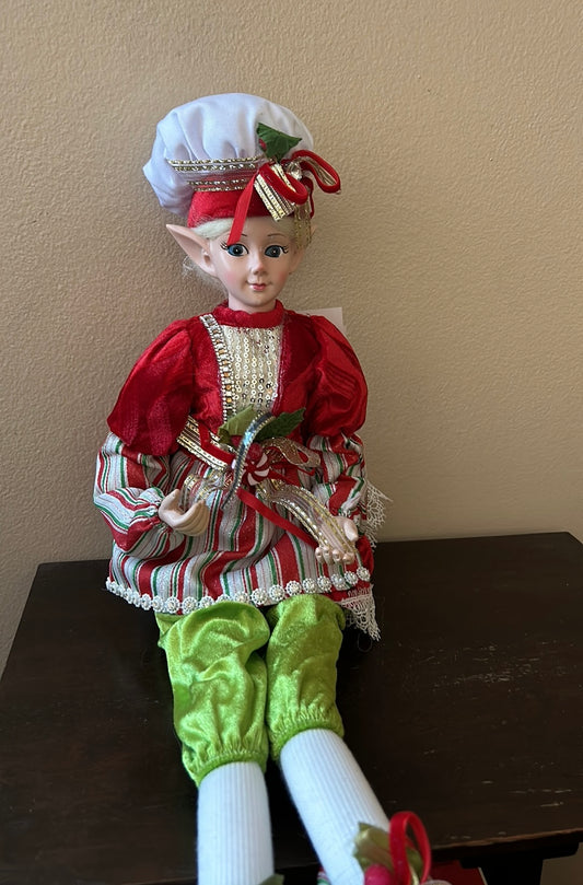 Large Martha Stewart Christmas Elf Fairy Doll Whimsical Red Green New Posable