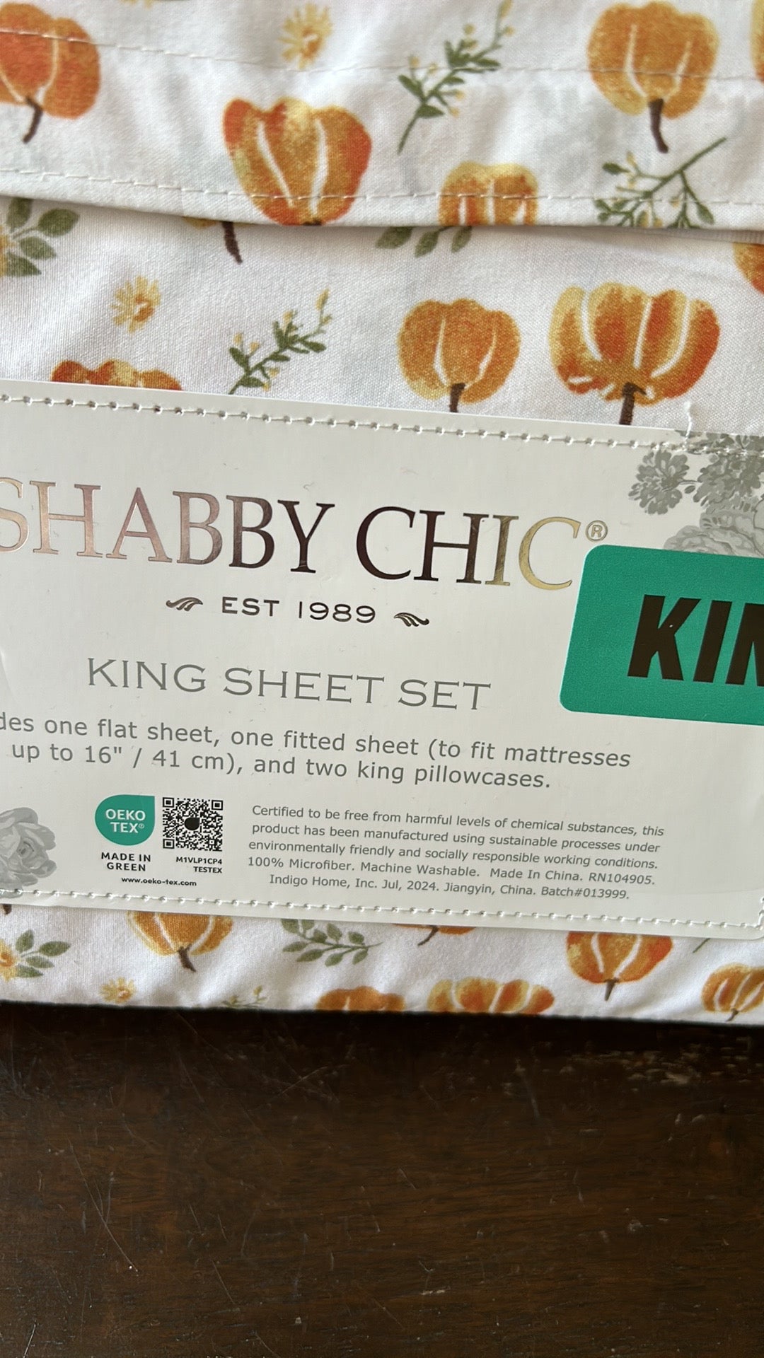 Shabby Chic 4 Pc Queen Sheet Set Pumpkin Print New Fall Thanksgiving Microfiber